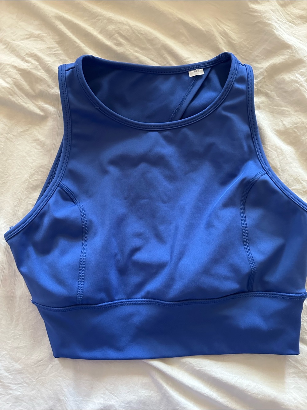 High-Neck Blue Sports Bra - Unbranded